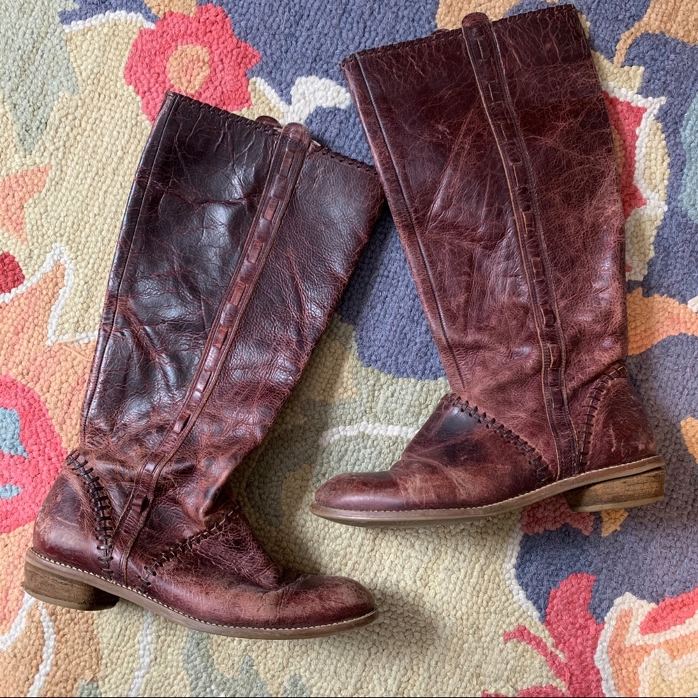 Anthropologie Lucky Penny Burgundy Boho Boots